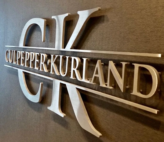 Custom Cut Indoor Brushed Aluminum Dimensional Letters with Stand-Offs