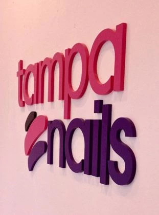 Tampa Nails Custom Dimensional Lettering with 1/2 Tick Acrylic Letters and Custom Paint Match to Logo Colors