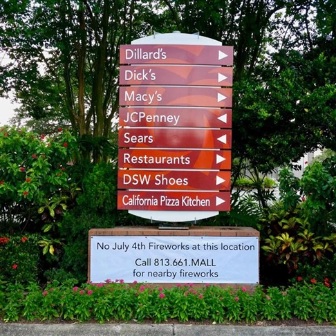 Custom Individual Aluminum Panels with Dimensional Letters Applied to Each for Local Mall