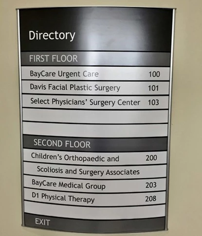 Custom Indoor Directory with Curved Frame and Changeable Copy Inserts