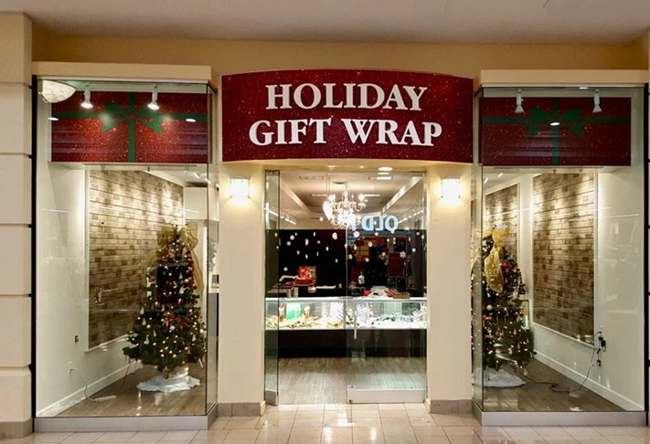 Local Mall Storefront with Custom Dimensional Letters Applied Over Digital Printed Graphics