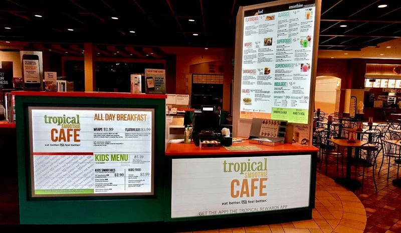 Tropical Smoothie Cafe - Backlit Sign and Menu with Translucent Vinyl Graphics Applied to Acrylic